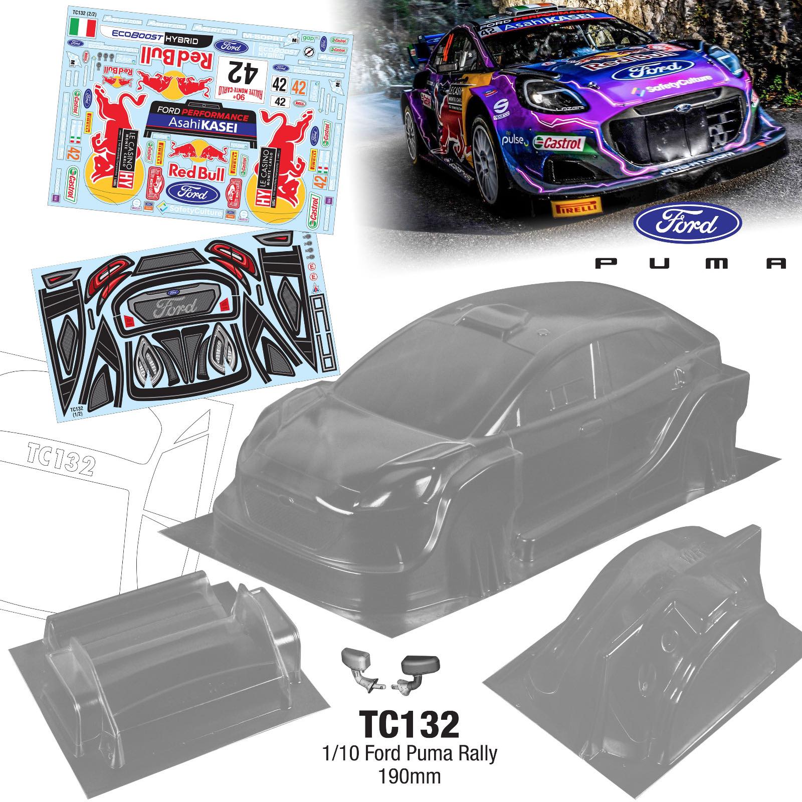 Ford Puma WRC 2022 Bodyshell Kit HPI Tamiya TT01 TT02 XV02