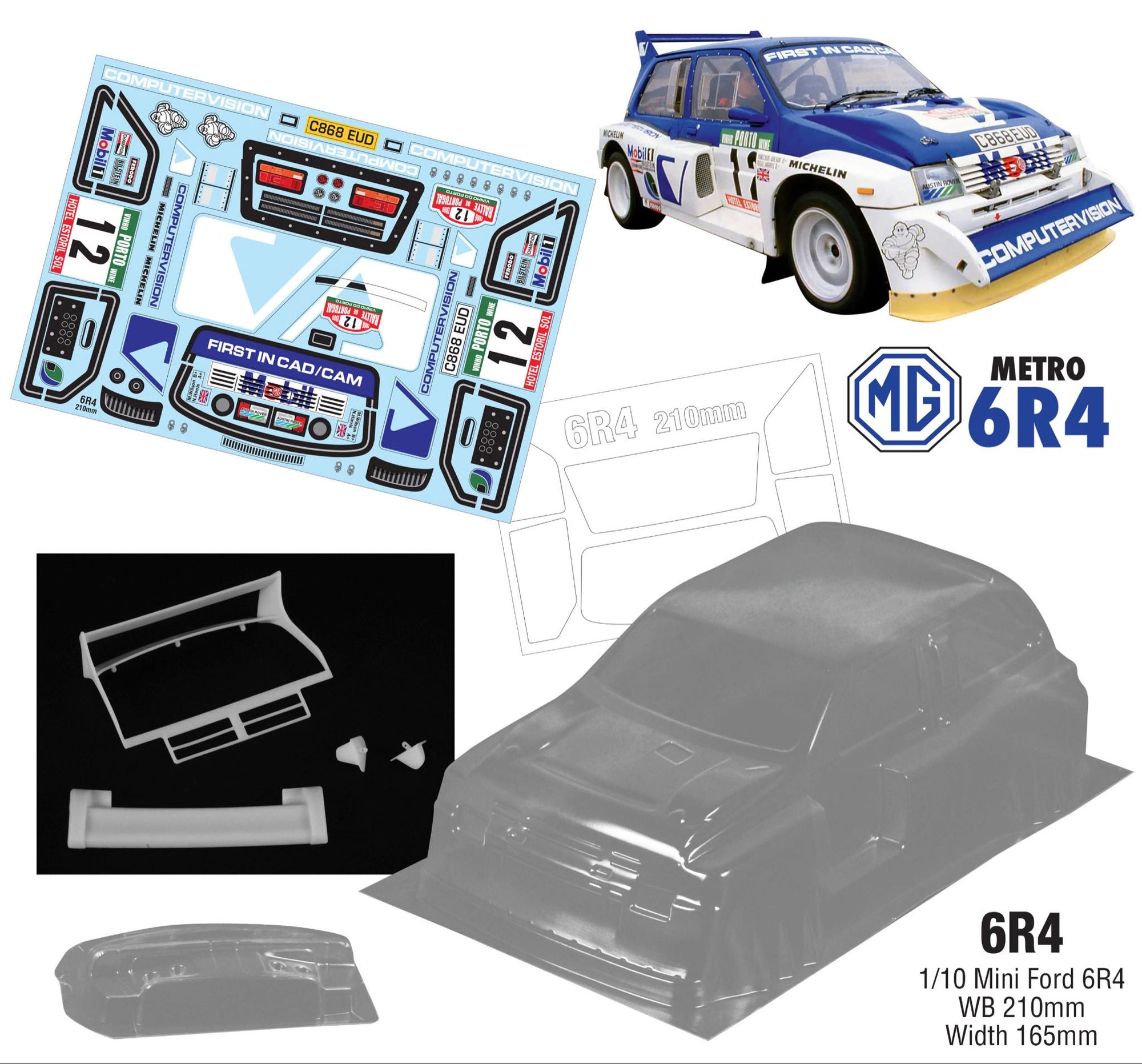 210mm Metro 6R4 Bodyshell for Tamiya M Chassis