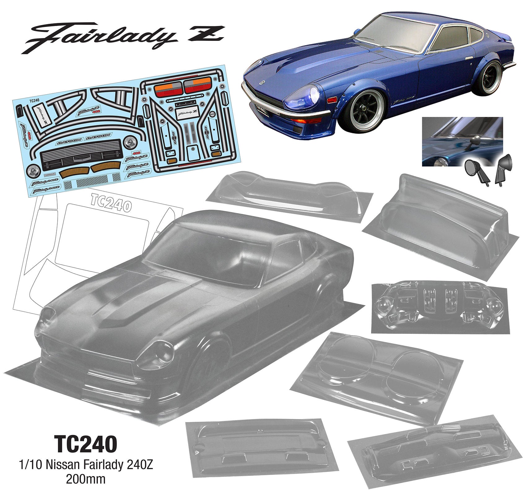 HPI ダットサン240z ボディ（WB225mm） HPI-Racing Datsun 240Z Body (WB225mm) - Unpainted | EuroRC.com