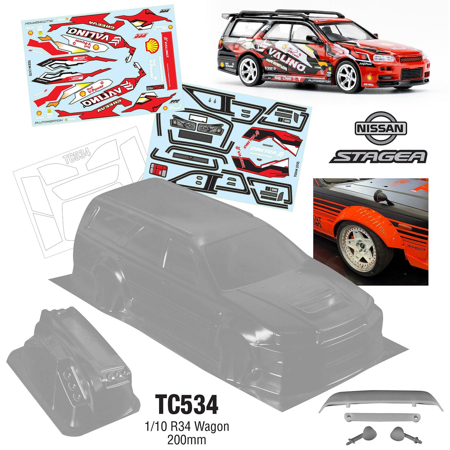 TC534 1/10 GTR R34 Wagon, 258/200mm