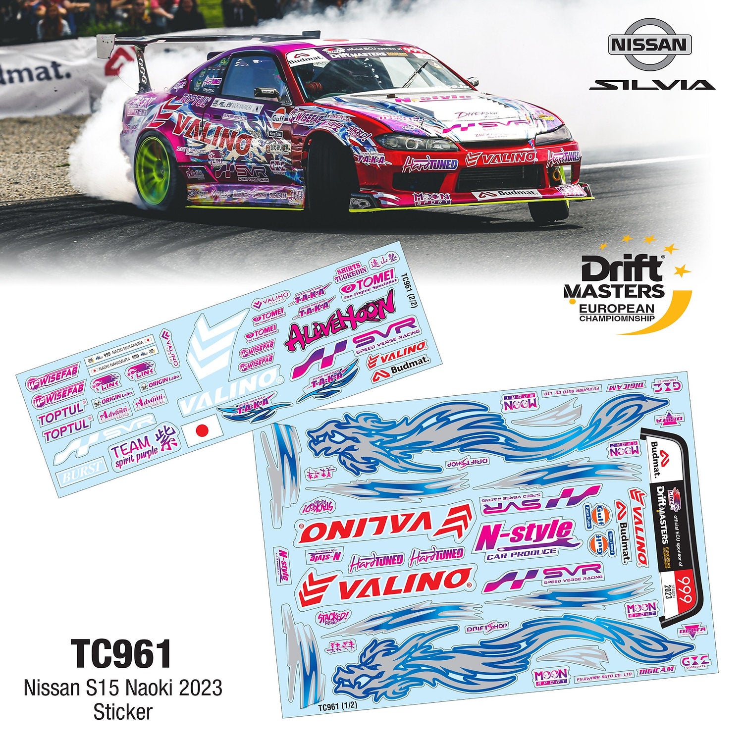 TC961 1/10 Nissan S15 Naoki 2023 Sticker