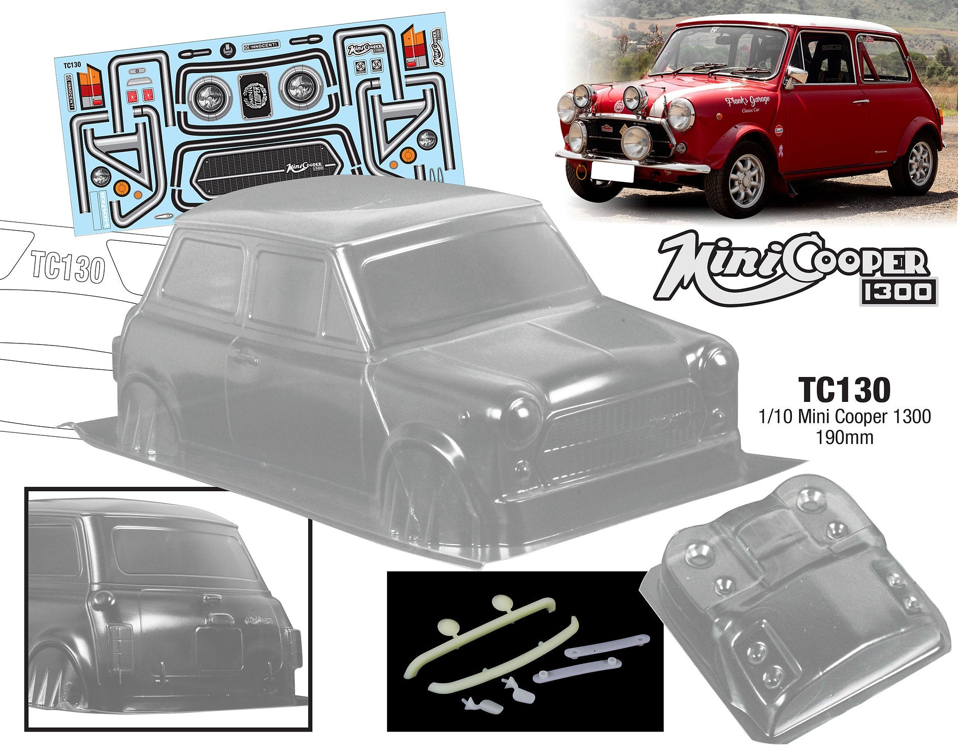 Rover Mini Cooper 258mm x 190mm Tamiya TT01 TT02