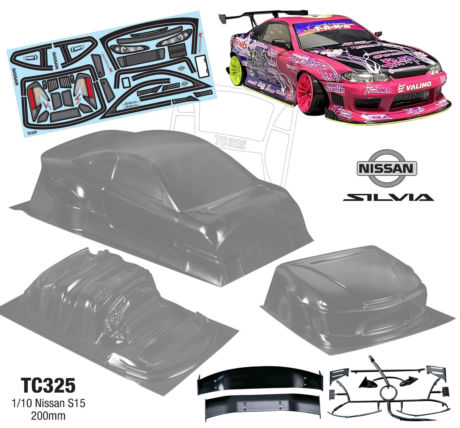 TC325 1/10 Nissan S15, 200mm DRIFT TAMIYA MST YOKOMO
