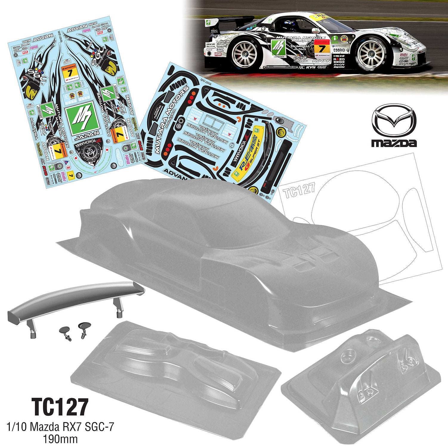 TC127 1/10 Mazda RX7 SGC-7 (190mm) tamiya tt01 tt02 drift car