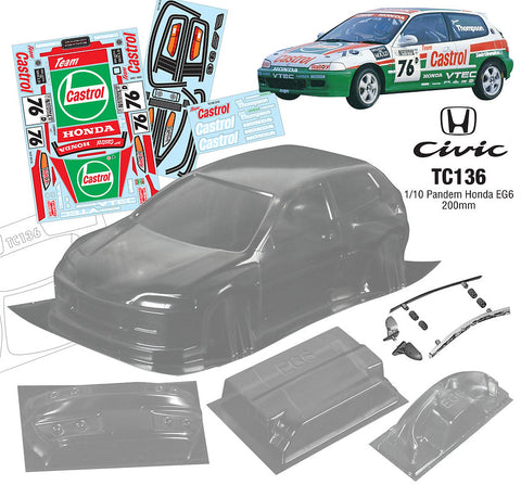 Honda EG6 , Castrol, 258/200mm Tamiya MST HPI Xpress TT01 TT02
