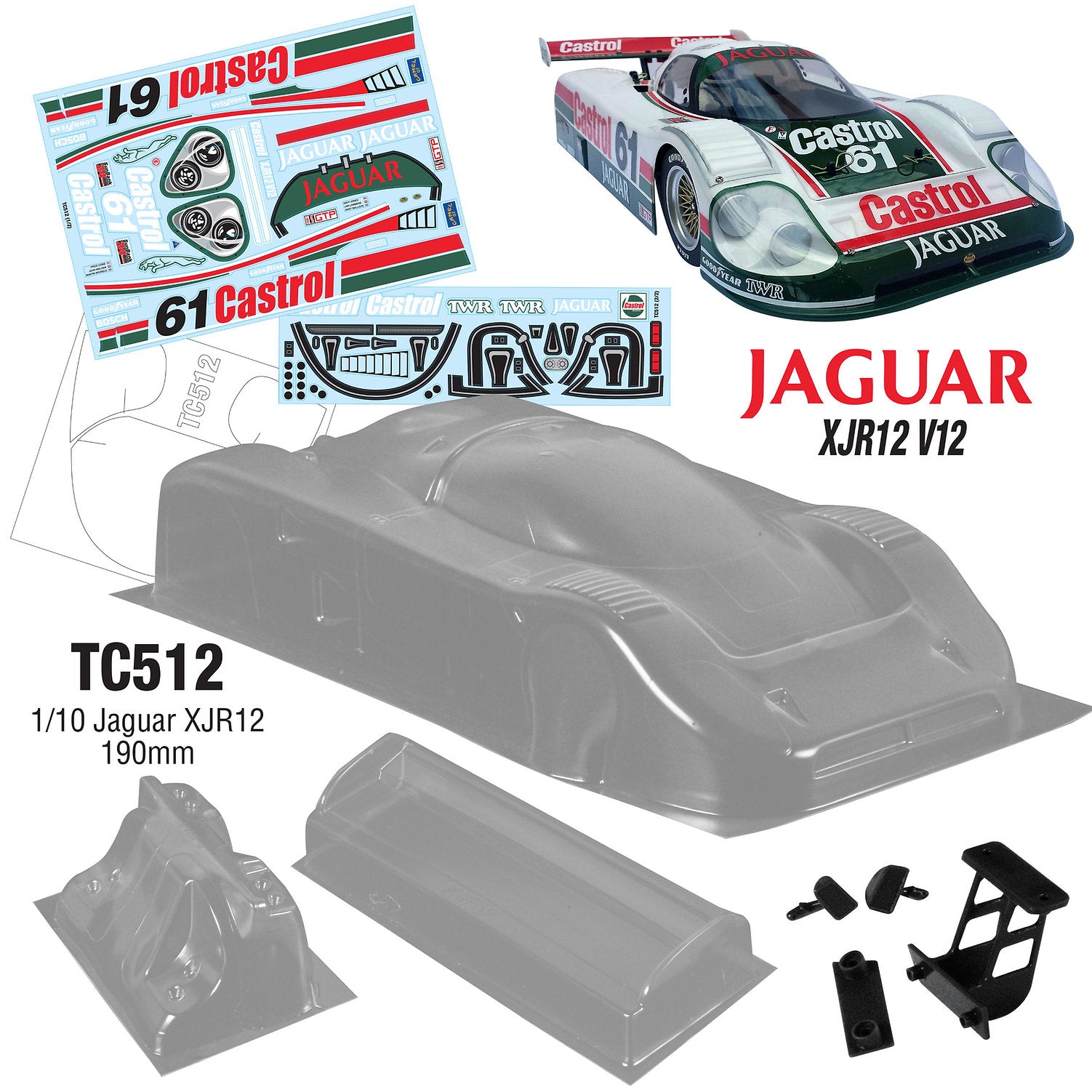 タミヤ 電動ラジコンカー JAGUAR ジャガー X JR-12 デイトナ仕様 タミヤ 1/10 ジャガー XJR-12 デイトナ 完成ボディ Cカー