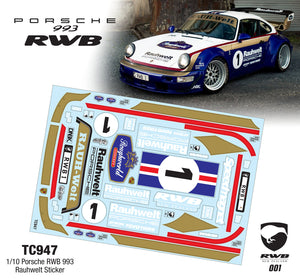 TC947 1/10 Porsche RWB 993 Rauhwelt Sticker, A4 Tamiya HPI KYOSHO MST