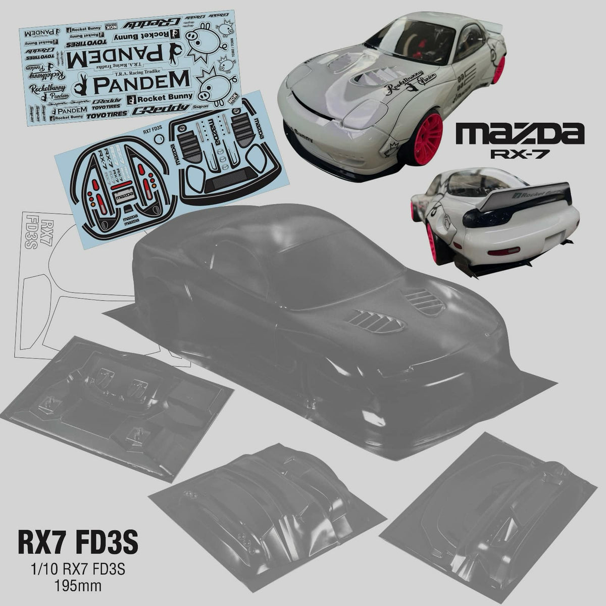 D-Like RX-7 ボディ 10/1 Mazda RX-7 FD3S (Aero) 1-10 Body Set [D