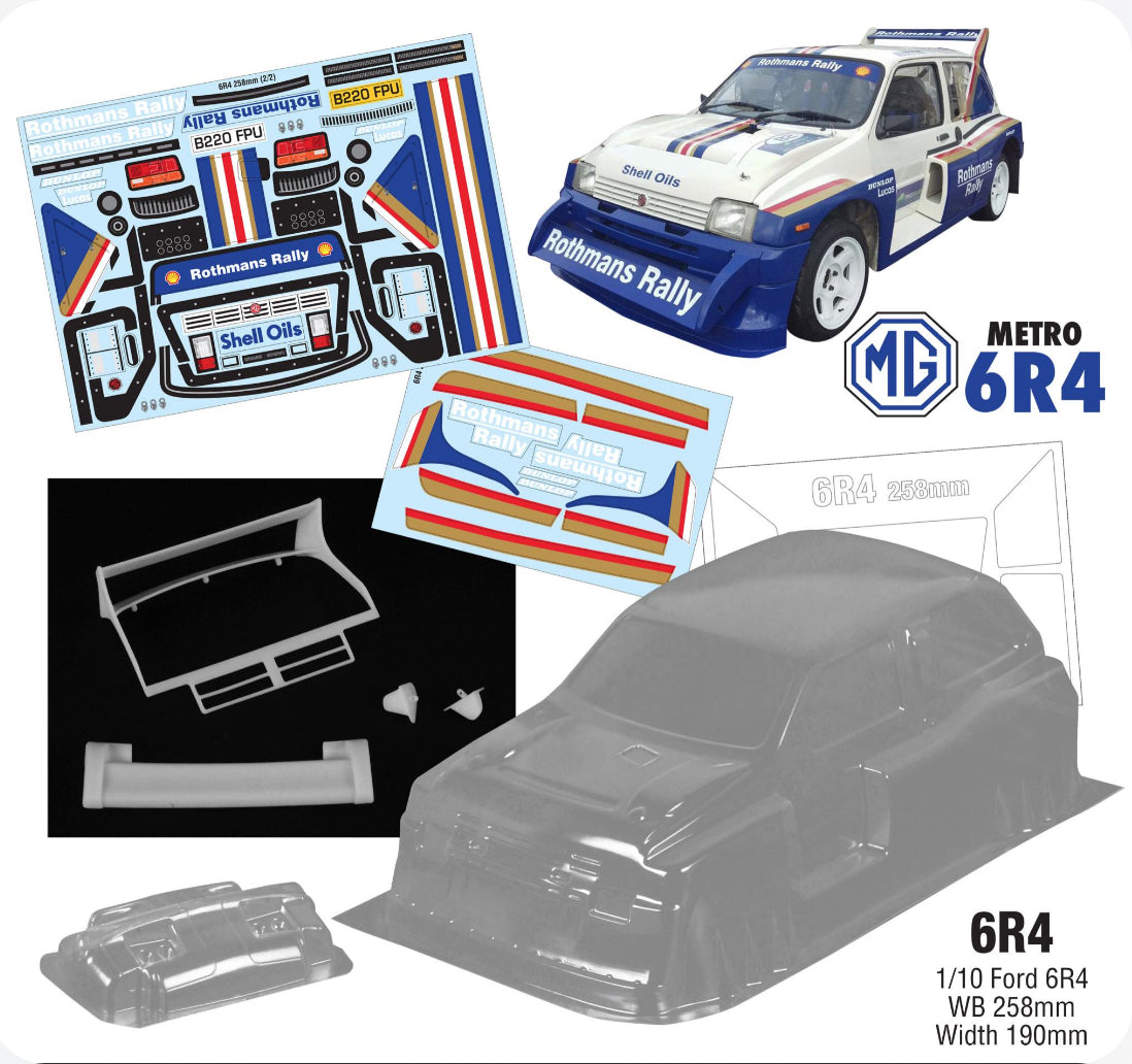 6R4 TT02 1/10th Rally Bodyshell - Customize Your Ride