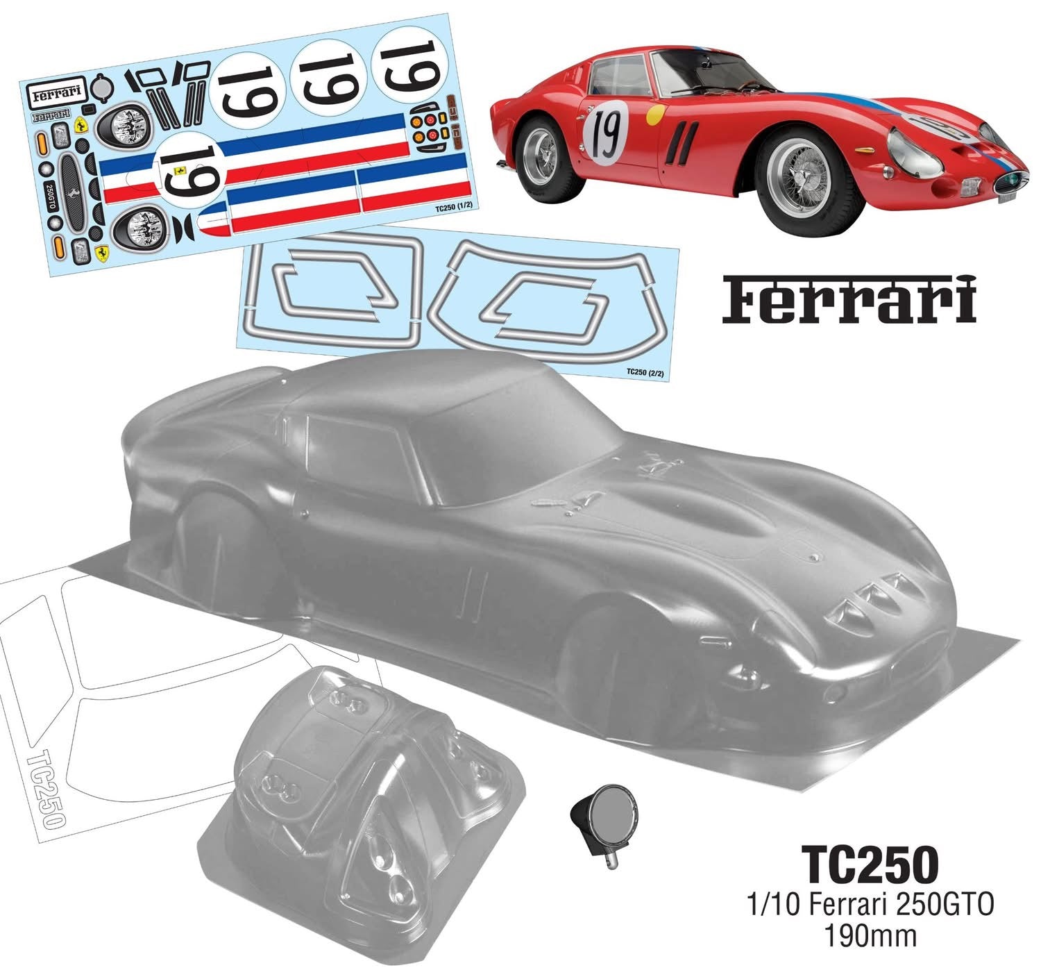 Ferrari 250 GTO Tamiya TT01 TT02 190mm 257mm Kyosho Nostalgic Series
