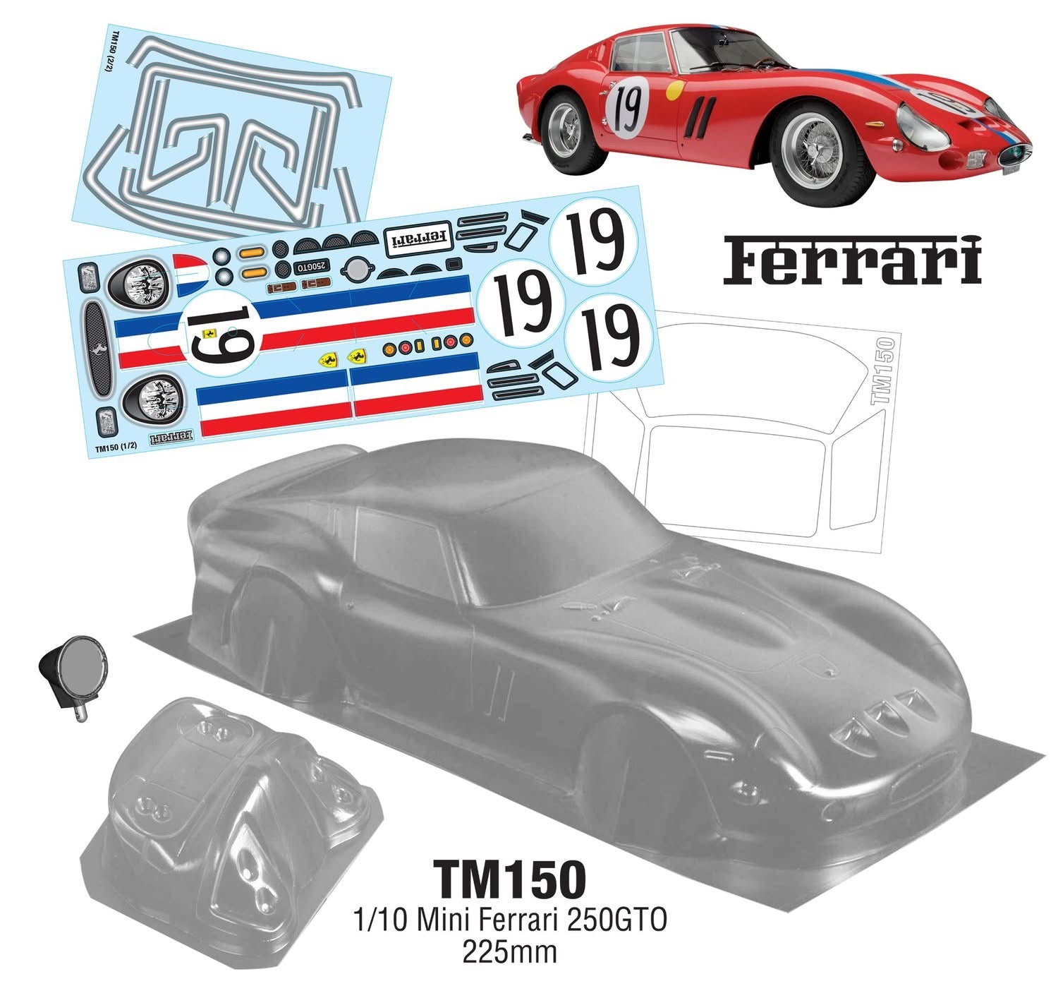 Ferrari 250 GTO Tamiya M chassis 225mm Kyosho Nostalgic Series