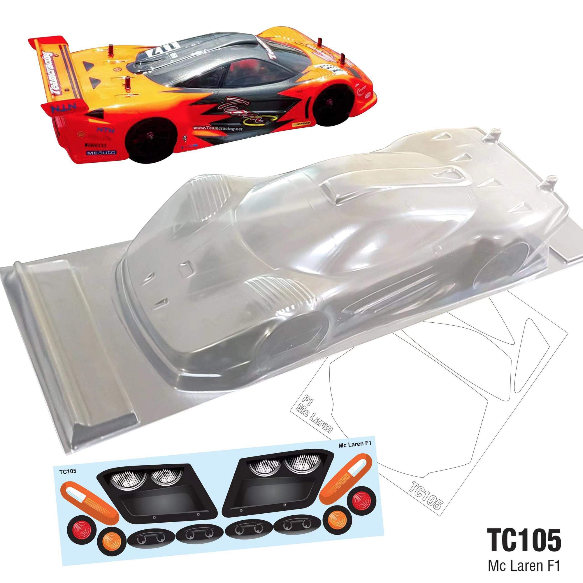 McLaren F1 GTR, 258/190mm To fit Tamiya  HPI Kyosho TC105