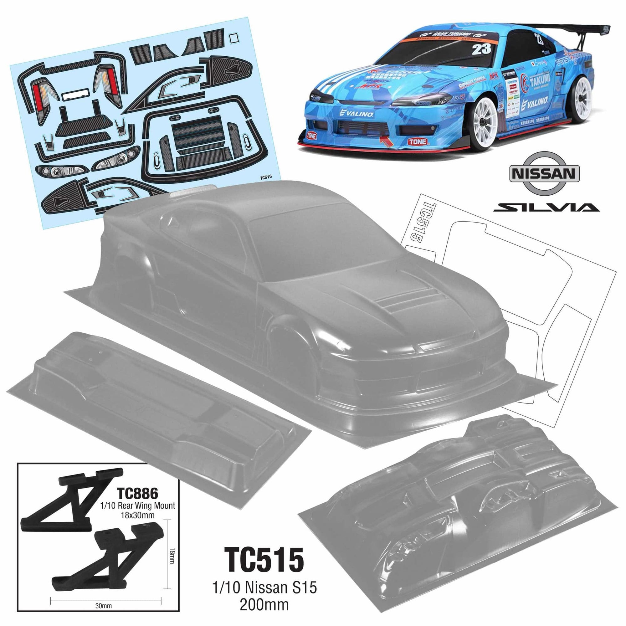 TC515 NISSAN SILVIA S15 200MM DRIFT TAMIYA MST YOKOMO