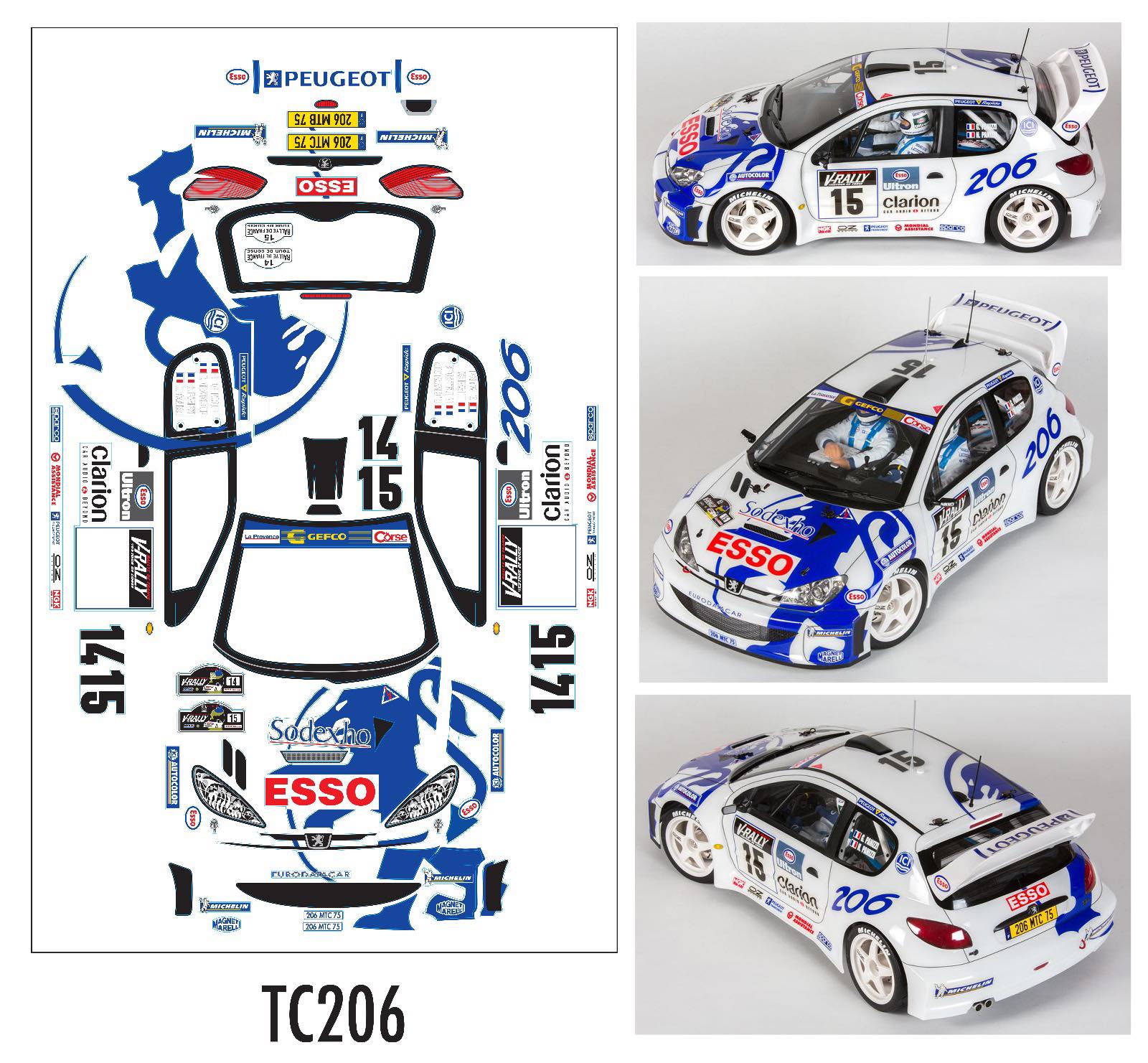 PEUGEOT 206 WRC BODY PARTS SET  58250 replica