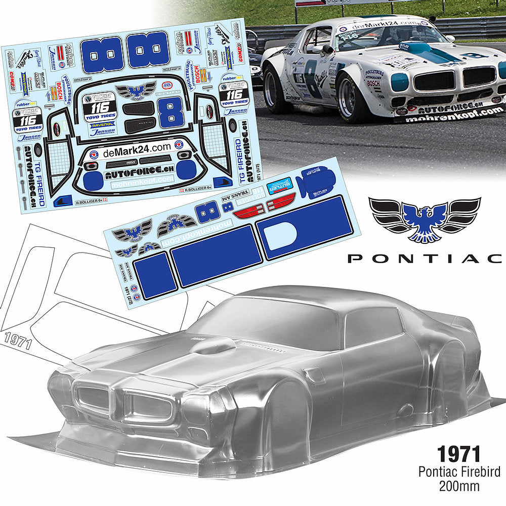 1/10 1971 Pontiac Firebird Clear Lexan Body (200mm x 258mm) – L&L