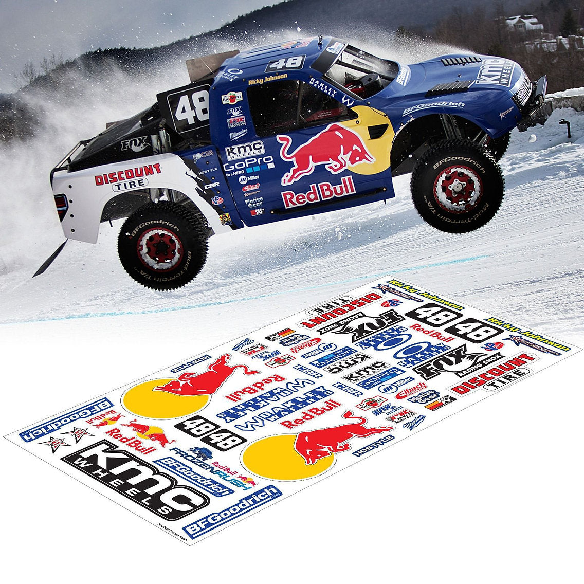 TS502 Redbulls Sticker, 20x40cm RC Decals Tamiya Short Corse Truck
