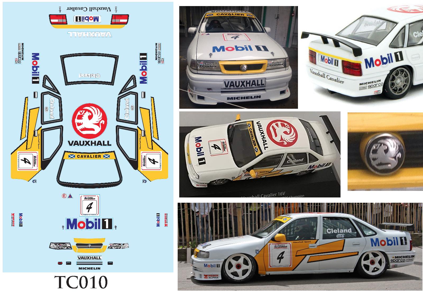 TC010 1/10 Opel Vectra Mobil 1 JTCC BTCC, 184mm Tamiya  TT01 TT02