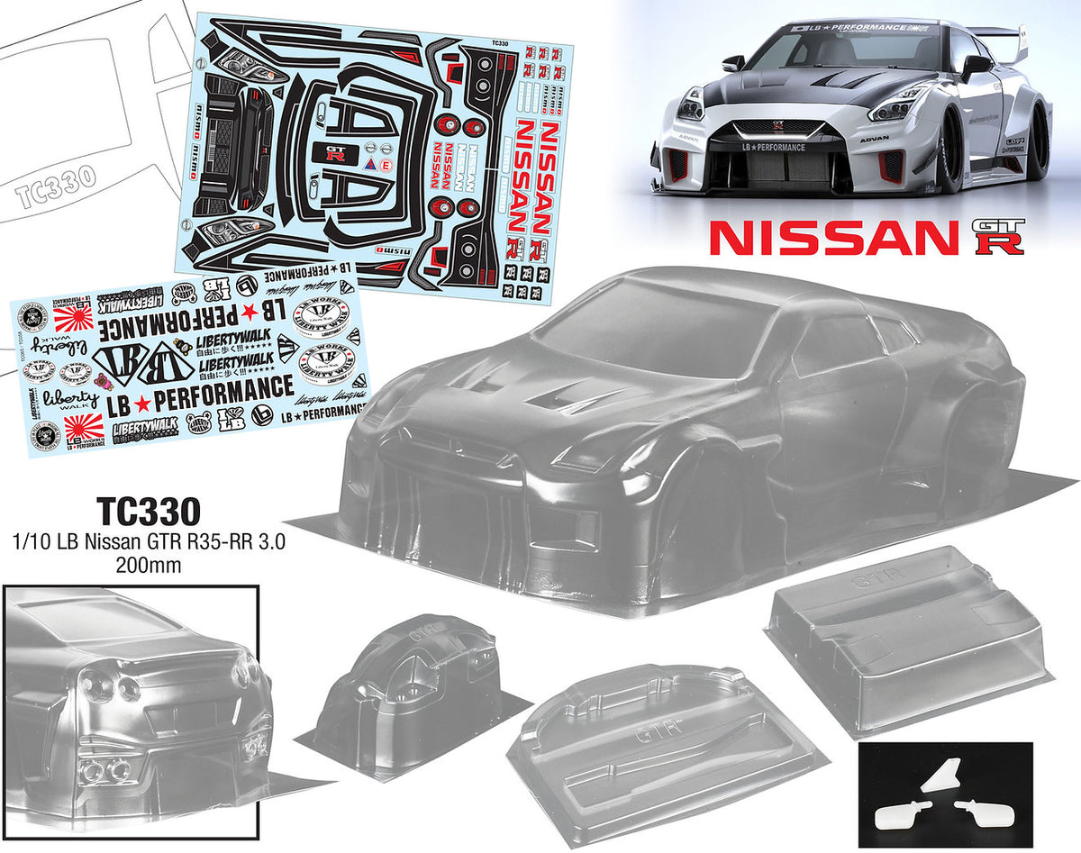 TC330 1/10 LB Nissan GTR R35-RR 3.0, 200mm Tamiya TT01 TT02 