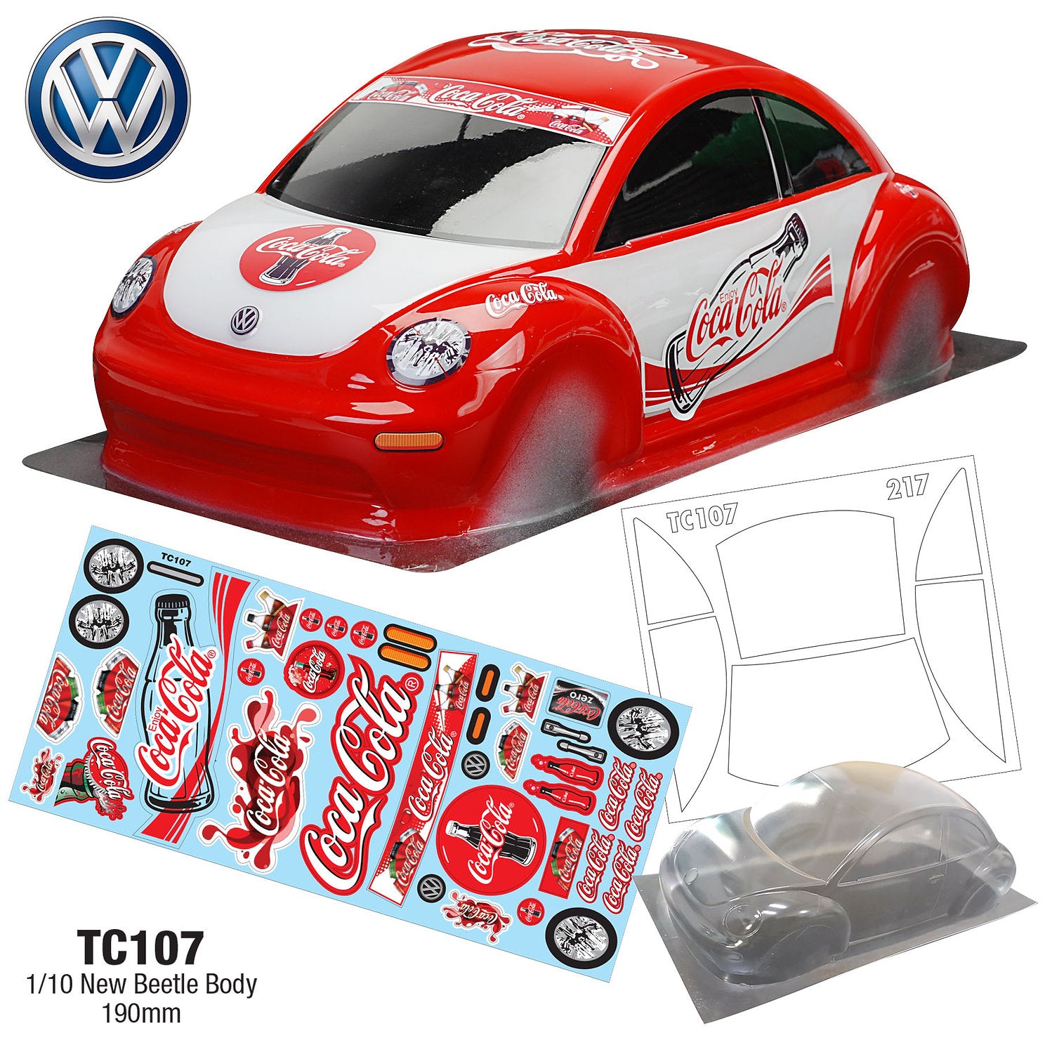 TC107 1 10 New Beetle Body 190mm Coca Cola Tamiya TT01 TT02 HPI Kyosho