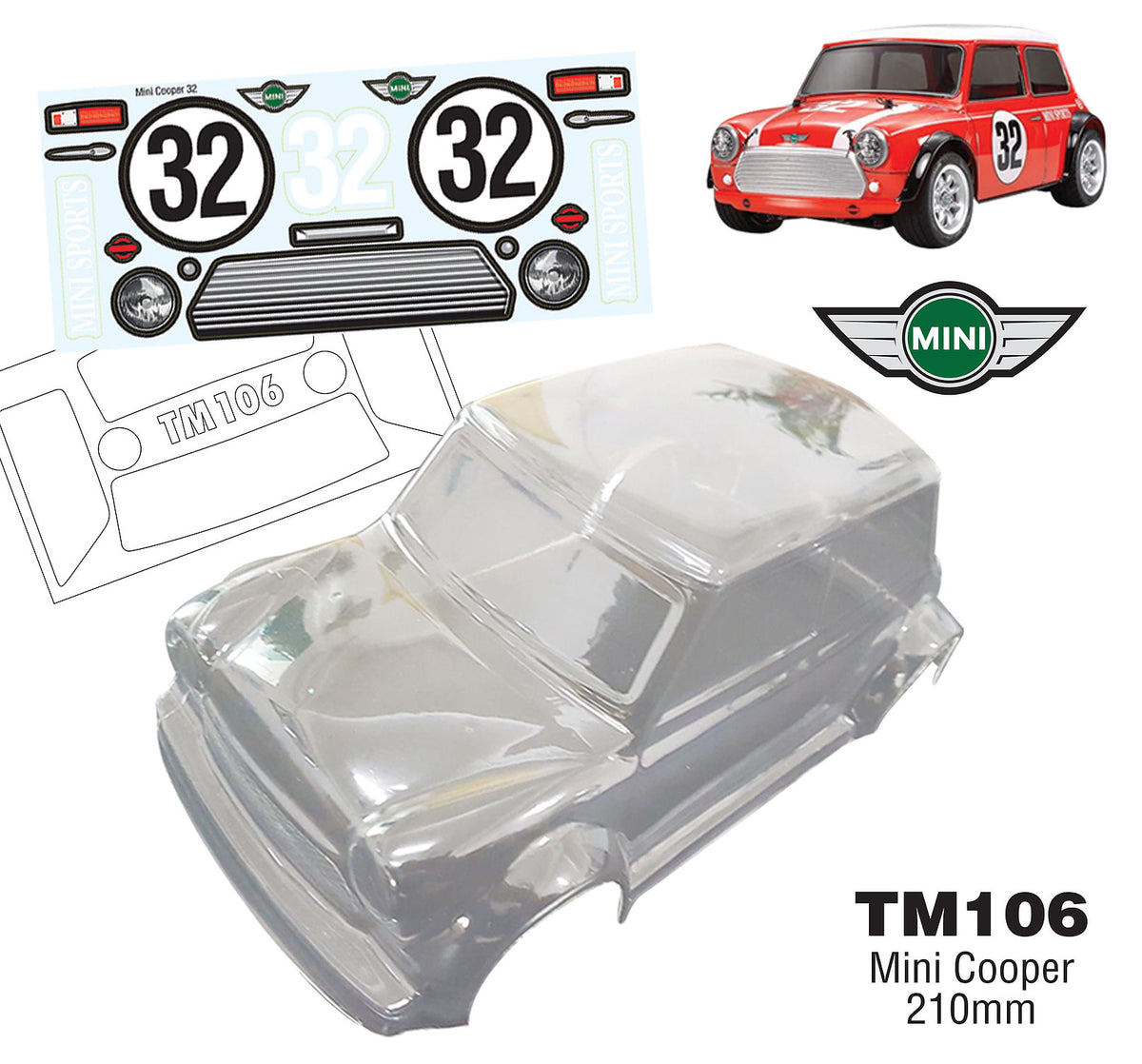 Tamiya mini cooper body shell on sale