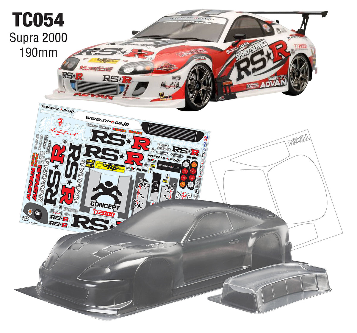 TC054 Toyota Supra GT500 Body tamiya tt01 tt02 – L&L models