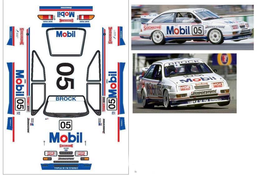 Ford Sierra RS500 Mobil 1  - BROCK Tamiya TT01 TT02 190mm x 257mm HPI Kyosho Drift