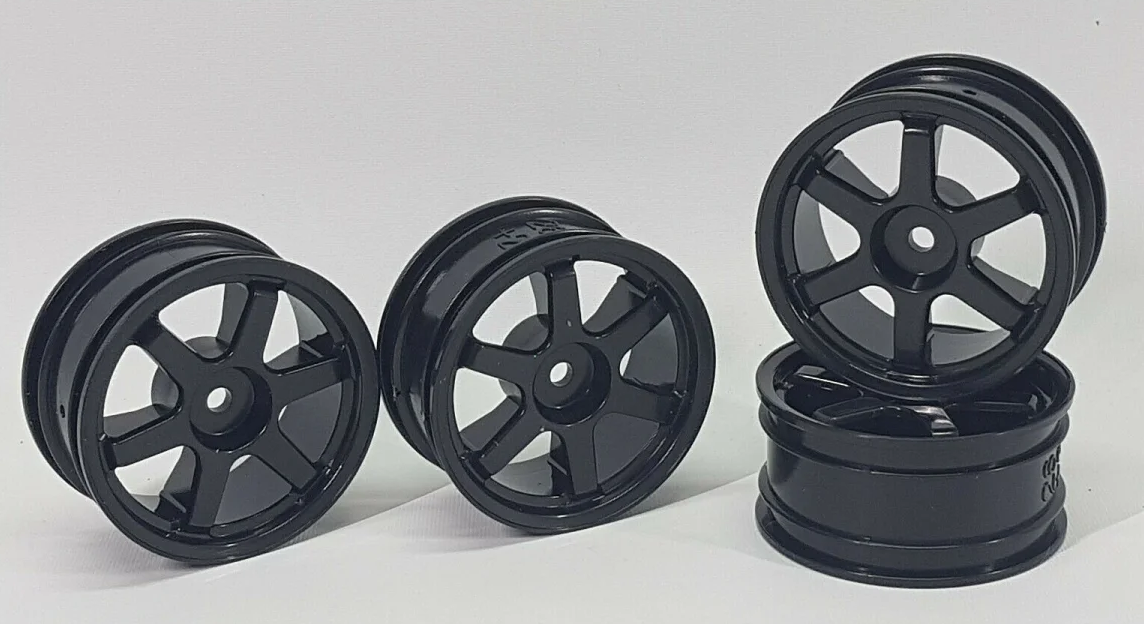TAMIYA 6 SPOKE TW GT WHEELS MOTUL AUTECH 1:10 BLACK 26mm (4pc)
