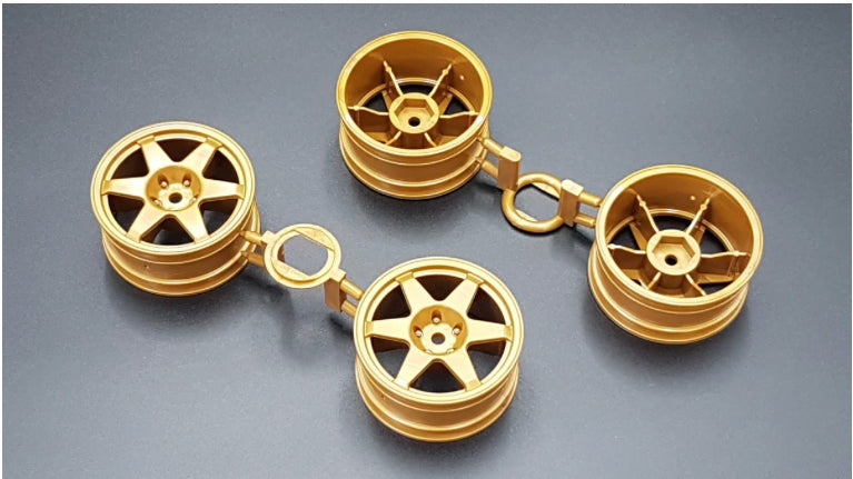 TAMIYA 1:10 RIMS AMG MERCEDES "DIEBELS" 26MM "GOLD" 4 PIECES