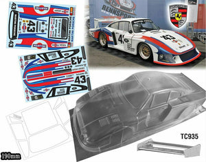 TC935 On road car Porsche Clear Body Tamiya TT01 TT02 190mm x 257mm