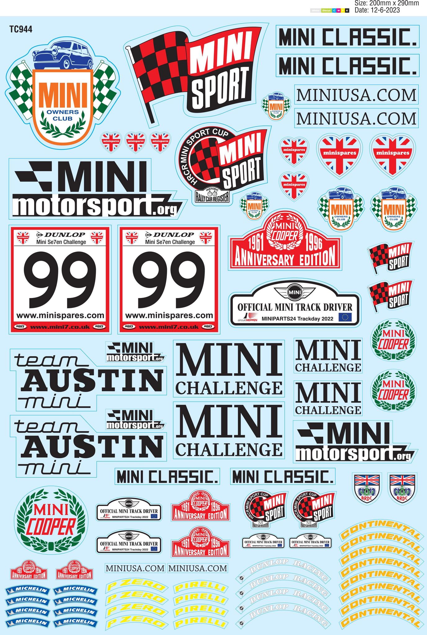 Mini Ride Decals TC944 Mini Decal Set