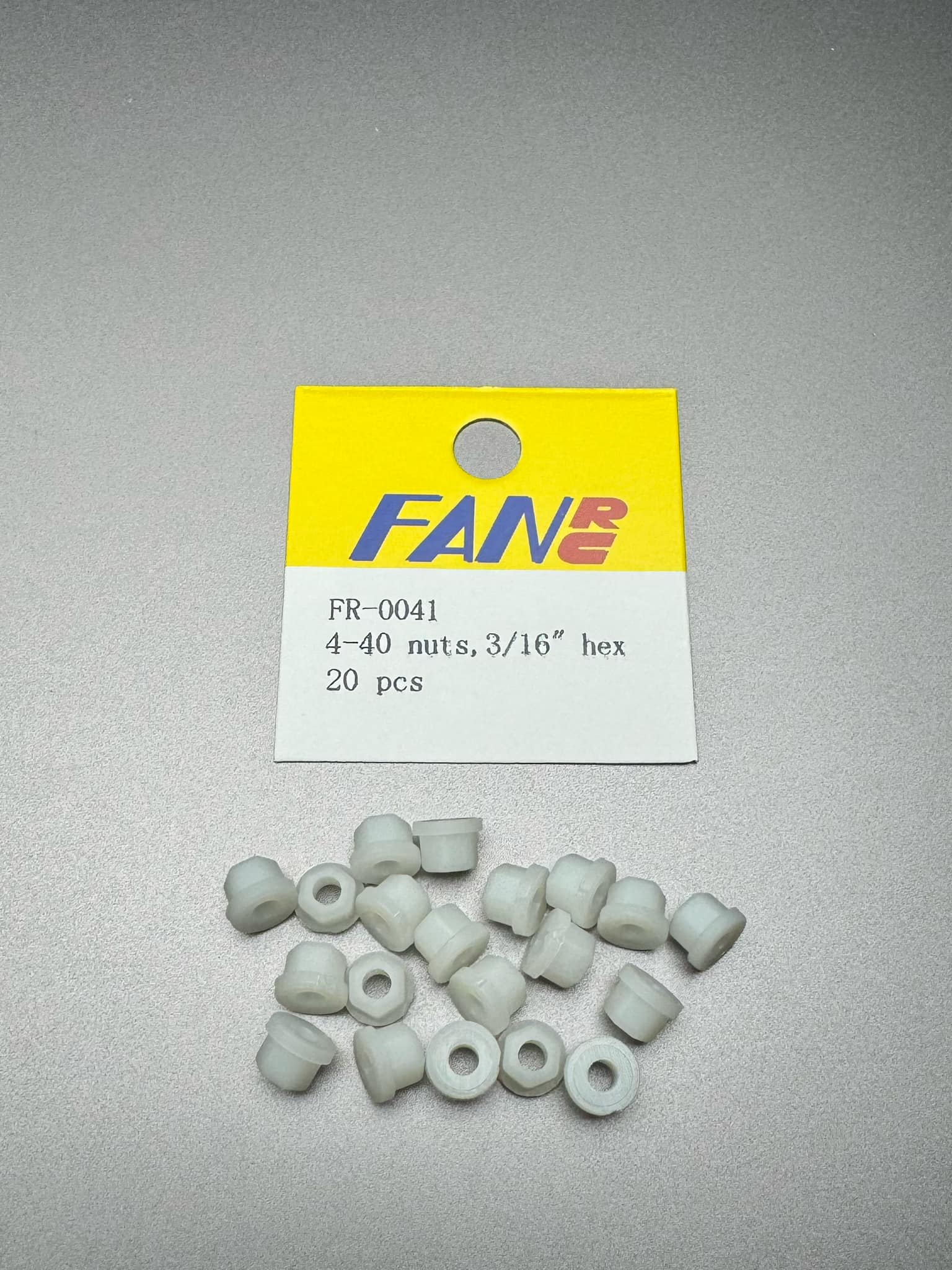 RC 10 4-40 nylon nuts 3/16 20pcs White FR-0041
