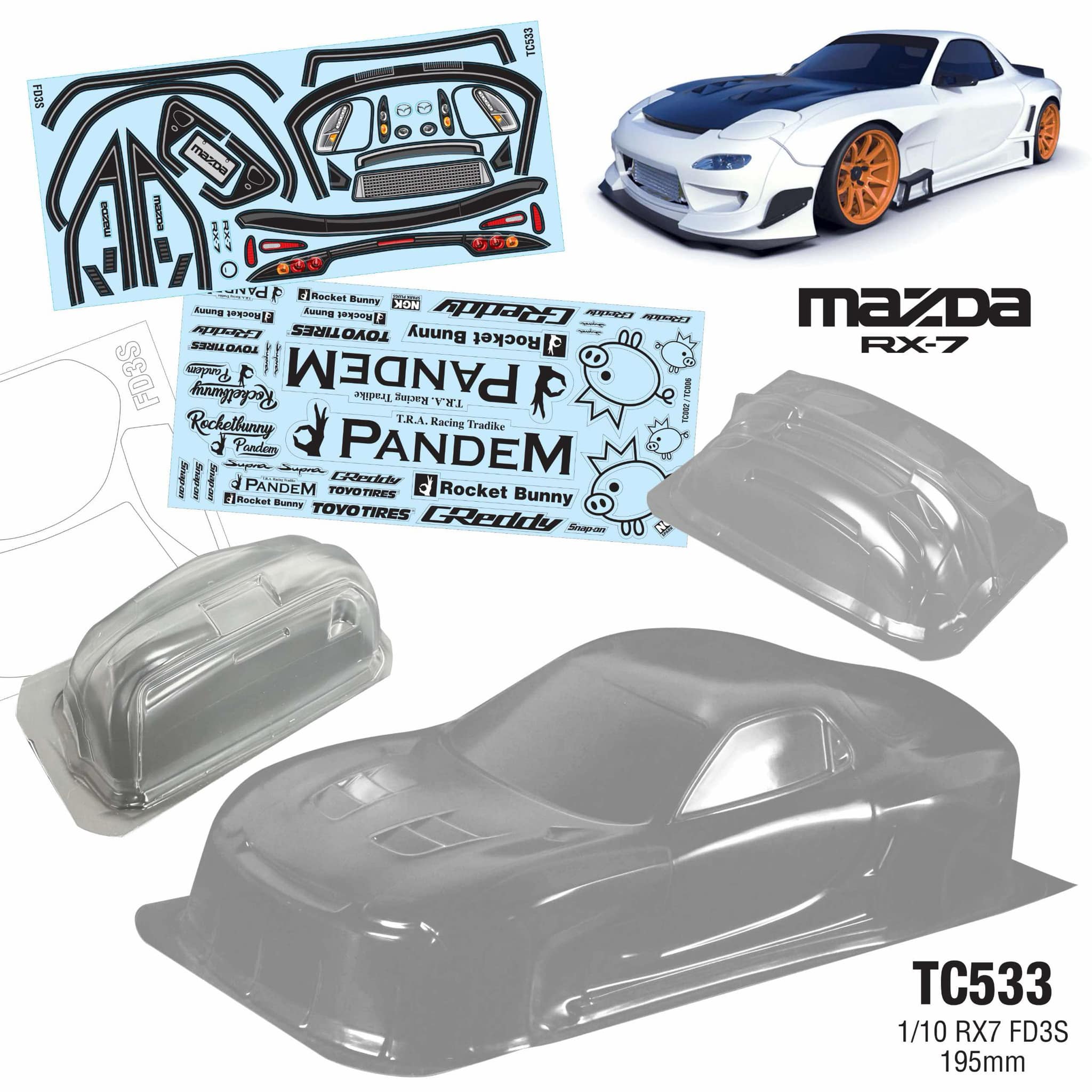 FD3S 1/10 Mazda RX7 Drift Car Pandem TC533 – L&L models
