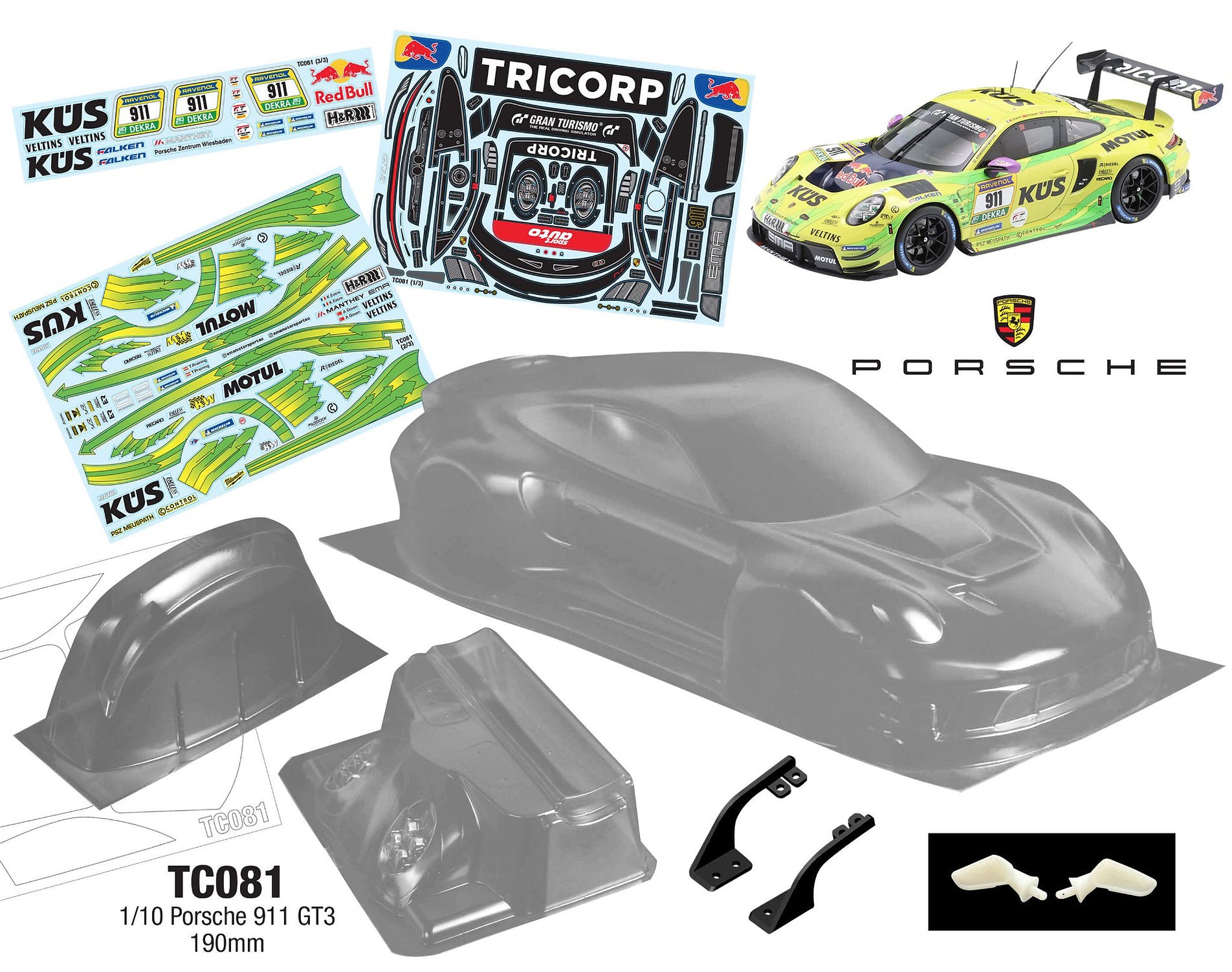 TC081 1/10 Porsche 911 GT3, 190mm