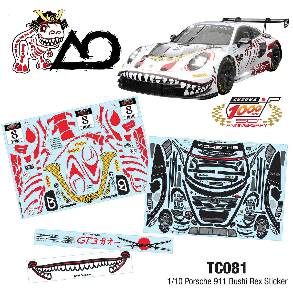 TC081 1/10 Porsche 911 Bushi Rex Sticker