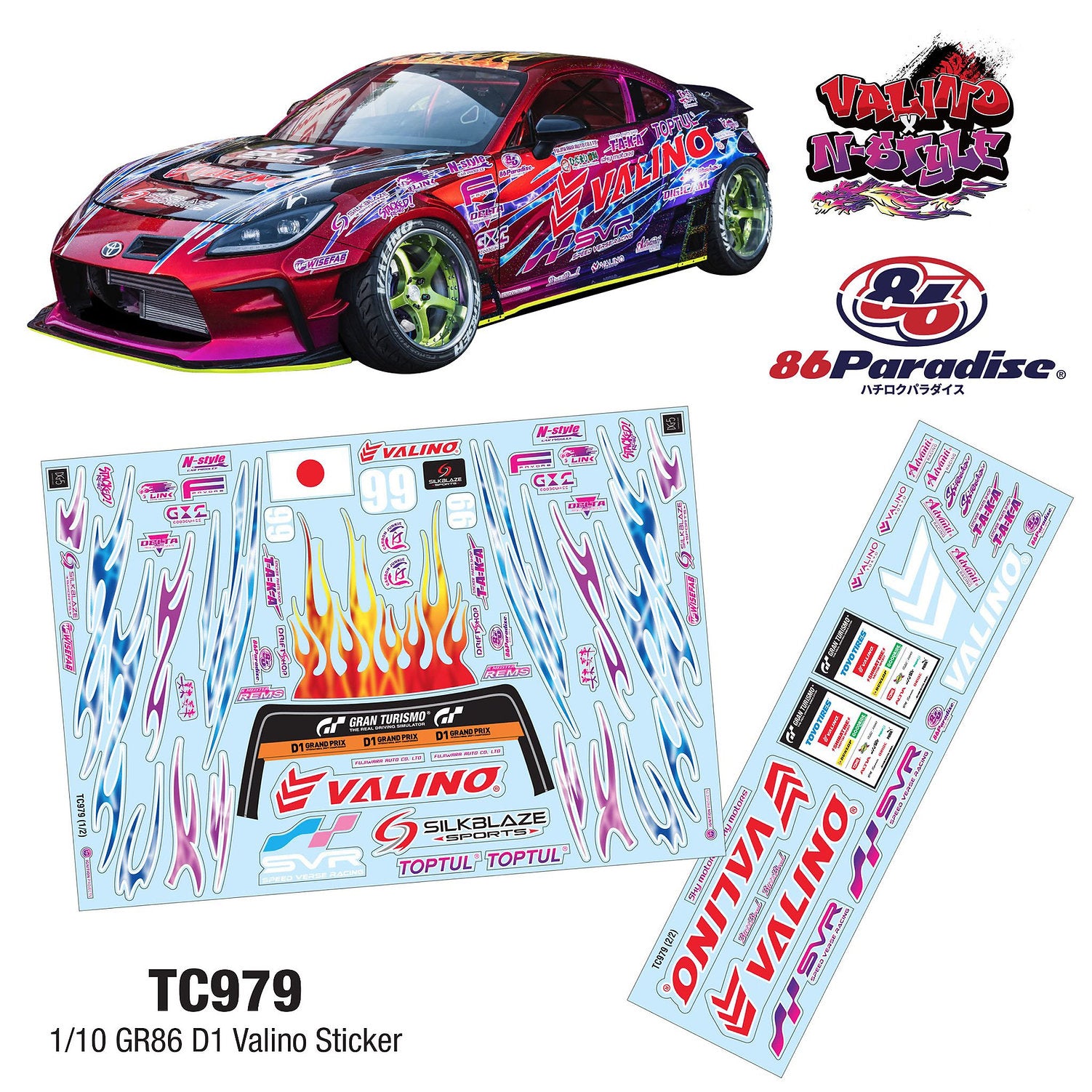TC979 1/10 GR86 D1 Valino Sticker