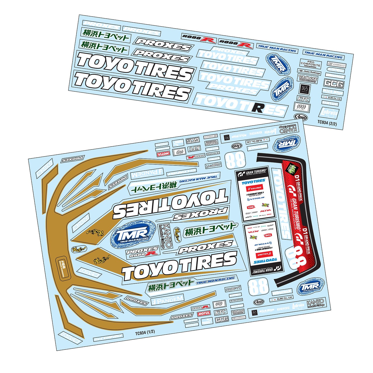 TC934 1/10 GR86 TOYO TIRES Sticker, A4