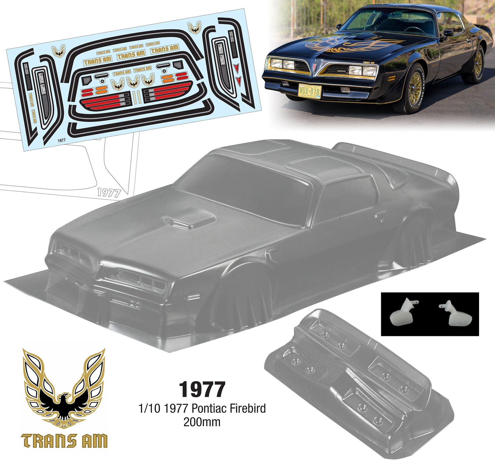 1977 Pontiac Firebird 258/200mm TT02 TT01 Body Shell