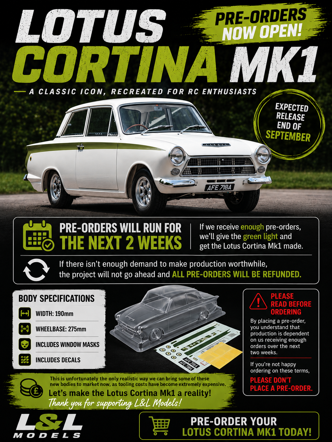Lotus Cortina Mk1 PRE ORDERS