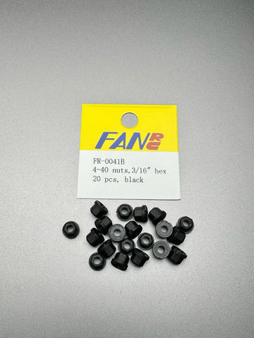 RC 10 4-40 nylon nuts 3/16 20pcs Black FR-0041B