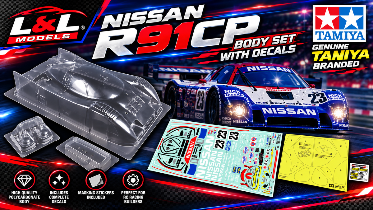 Tamiya Nissan R91CP Body Set With Decals – Genuine Tamiya