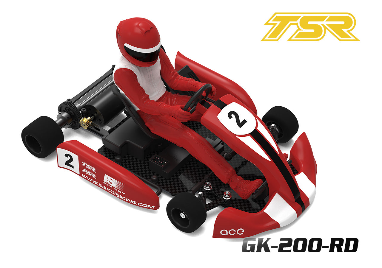 Team Saxo Racing GK-200 - Go-Kart - 1:8 2WD Kart Kit - with ESC, Motor and Servo RED, BLUE, BLACK