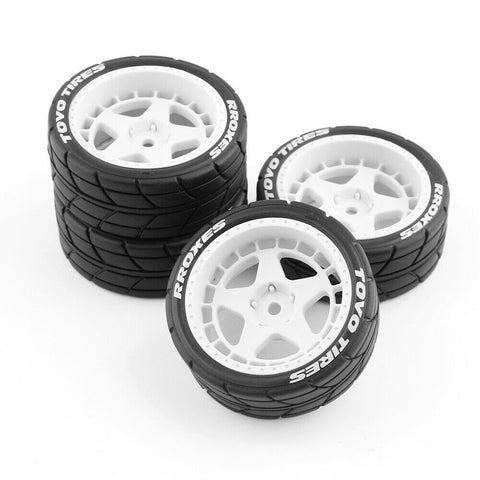 Drift Car 1/10 Tires Tyre & Wheel Rims For Tamiya For Kyosho Rally WHITE
