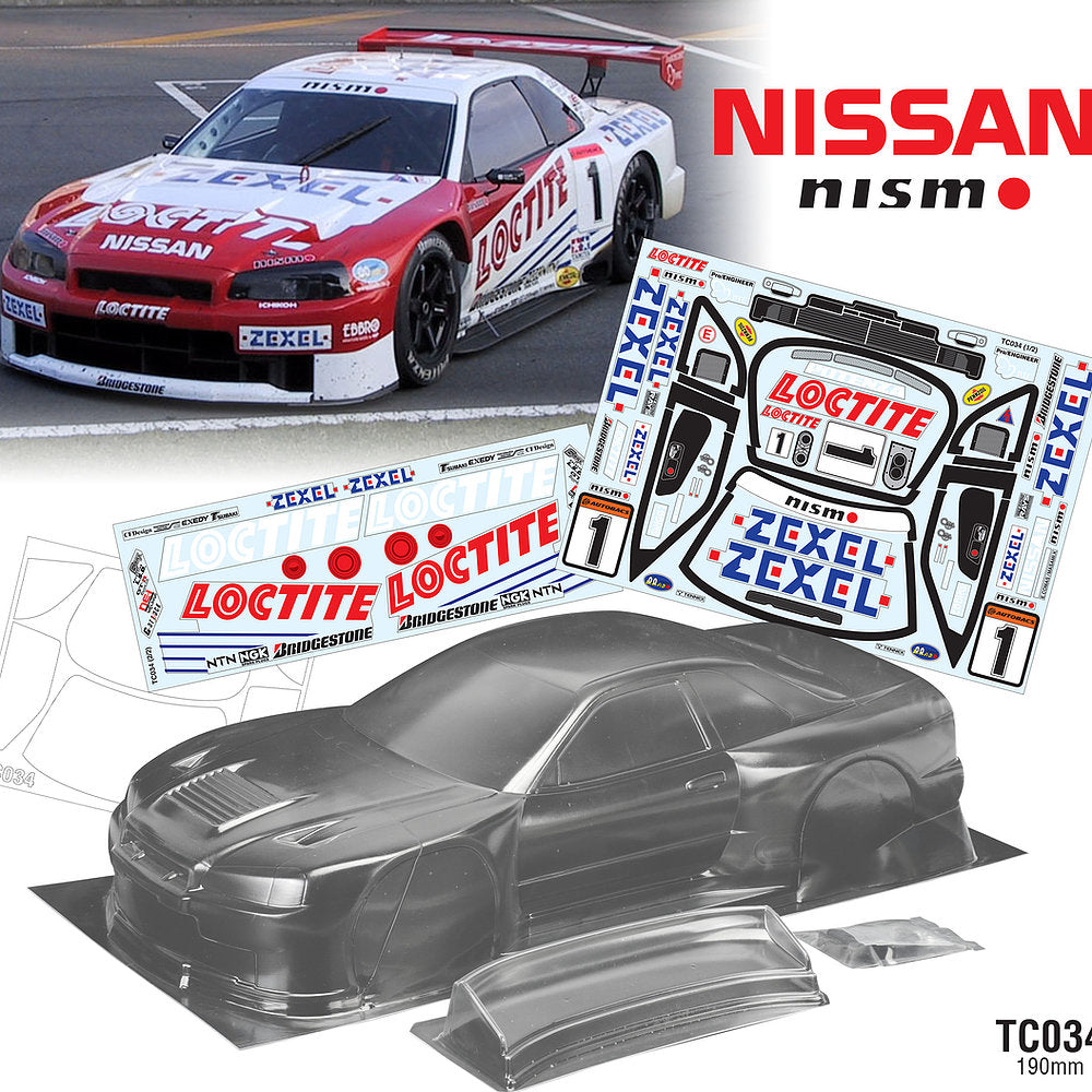 Gt R R34 Rc Body Shell TC034 Nissan GTR R34 “Zexel Loctite” Body Shell (190mm x 258mm) – L&L ...