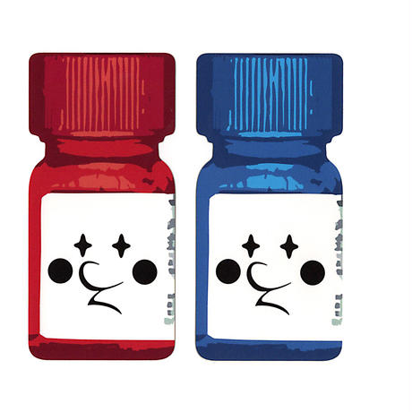 2 JW Bottle Head Stickers [Red / Blue] Tamiya Blockhead Motors