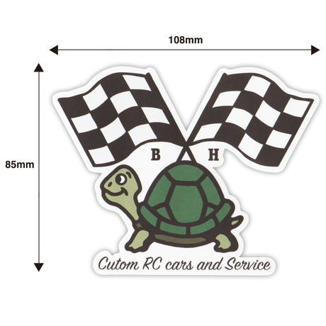 Checker flag turtle sticker BLOCKHEAD MOTORS Tamiya