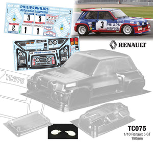 Renault R5 Turbo Maxi Philips 190mm x 257mm Tamiya TT01 TT02 RC Rally Bodyshell