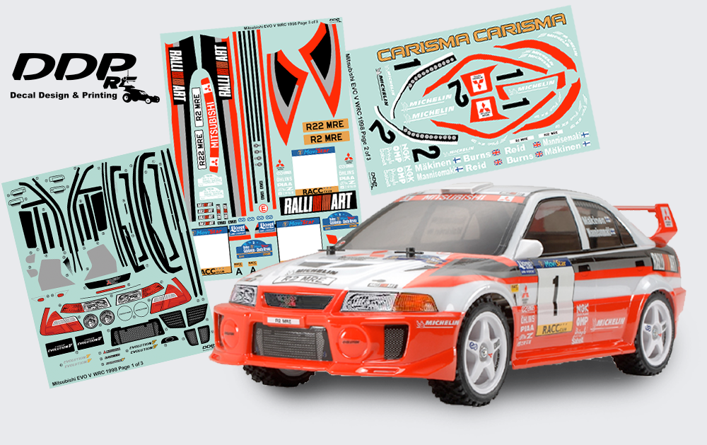 Evo v 5 Decals Tamiya pre cut tt01-02