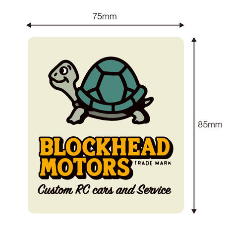 Turtle square sticker BLOCKHEAD MOTORS decal Tamiya
