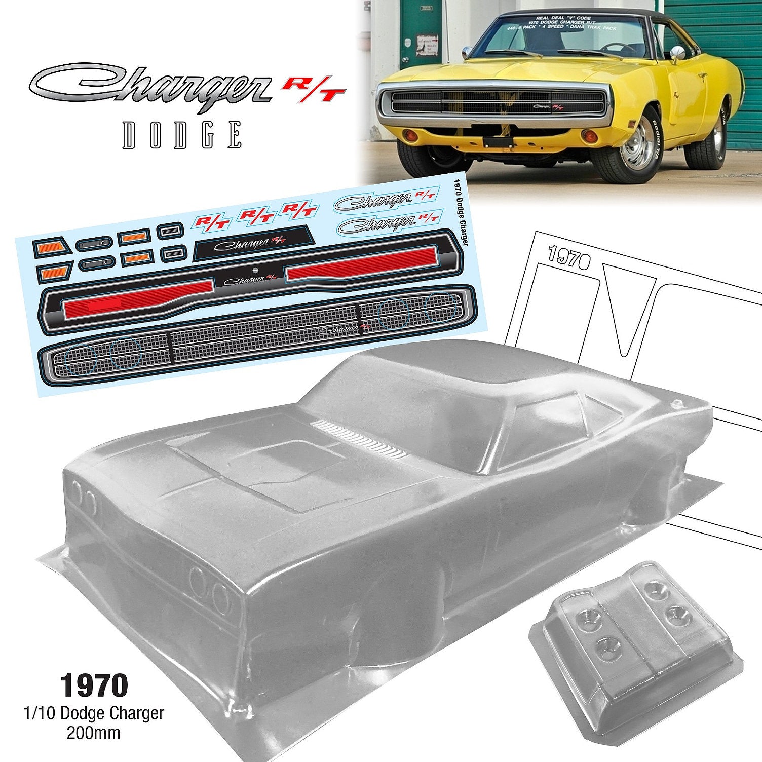 1970 1/10 Dodge Charger, 200mm