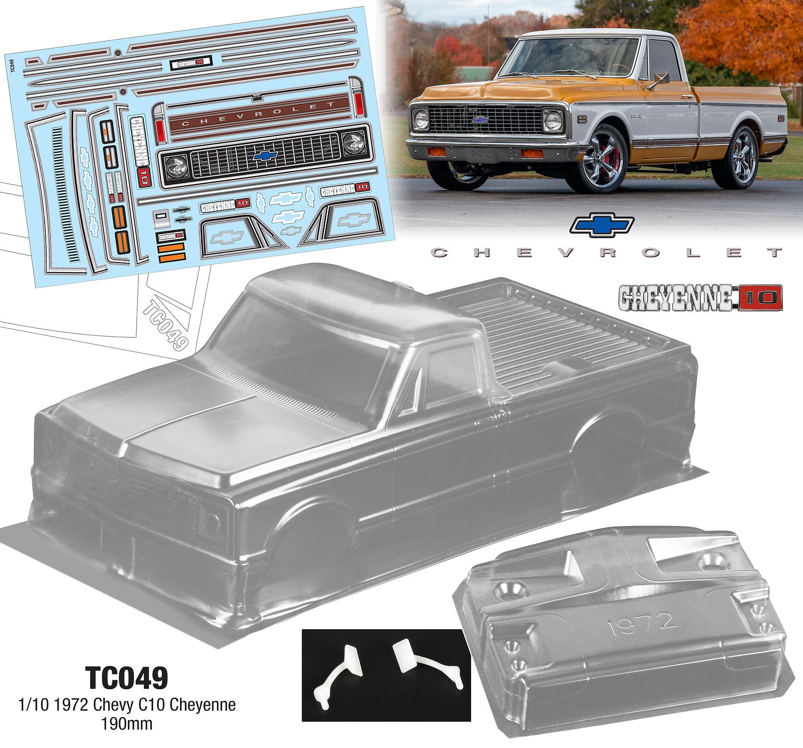 TC049 1972 Chevy Cheyenne, 258/190mm Tamiya TT01 TT02